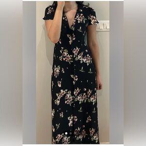 Zara Black Floral Maxi Dress